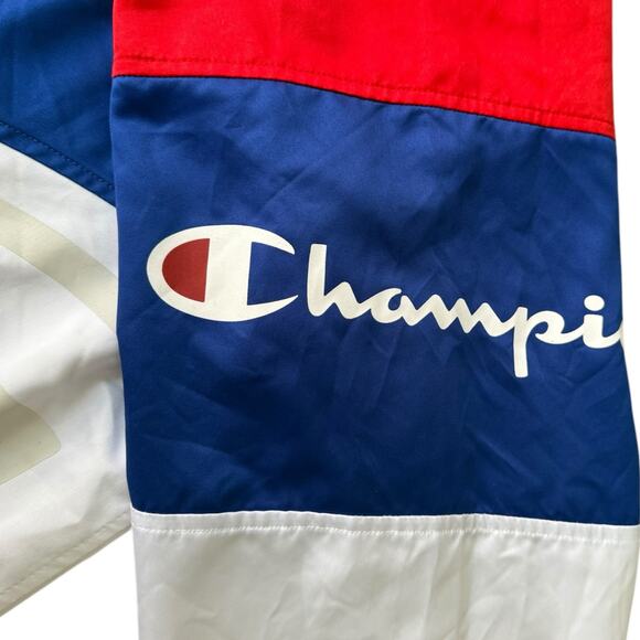 CHAMPION Pullover Warm Up Sweater Jacket Red White Blue Logo Polyester sz XL - Picture 6 of 12